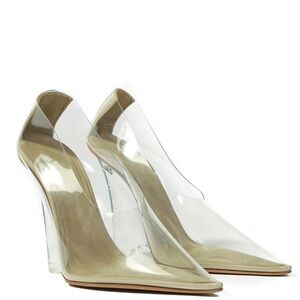 Yeezy Clear Pointed Toe PVC Wedge Heel Shoe Women's Size 36